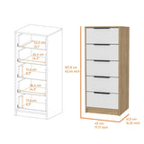 Kaia 5 Drawer Dresser, Vertical Dresser -White / Pine B07092064