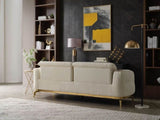 Zoe Modern style Sofa made with wood and Gold accents in Cream G150109333