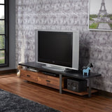 Walnut and Black 2-Drawer TV Stand with 1 Shelf B062P215423