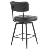 2 Pcs Black PU Swivel Bar Stools with Removable Backrest & Bentwood Back Panel, Metal Legs 45406372