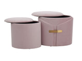 Contemporary Nesting Ottoman Set in Blush k Velvet with Gold Metal Accent Pieces B202P223723