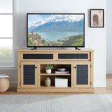 Embossed Pattern TV Stand, TV and Media Console with Open and Closed Storage Space and sliding door W1758P231685