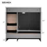 36 inch Shaker Style Free-Standing Bathroom Vanity Cabinet with Ceramic Sink, 4 Soft-close Drawers N729P288872E
