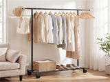 Adjustable Metal Rolling Clothes Rack with Extendable Rods, 104.1-156.244.45154.94cm, 3.86kg Heavy 64751871