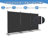 6FT Trifold 160g Polyester Fabric Plastic Foot Carbon Steel Frame Foldable Screen Black 60465483