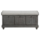 ZUN 1pc Durable Storage Bench Dark Gray Finish Foam Cushioned Seat Upholstery Flip-Top Seat Solid Wood B011P170010