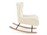 Rocking Chair Nursery, Teddy Upholstered Rocker Glider Chair with High Backrest, Adjustable Headrest W680127248