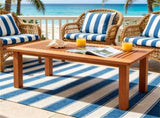35.5" x 18" x 17" Rectangular Wooden Patio Coffee Table, Heavy Duty 130LBS Capacity Slatted Top 42220125