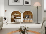 Arched Small Bookcase,Arched Storage Cabinet,Wooden Modern Arched Top Bookshelf 3 Shelves,White W2557P331018