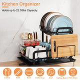 ZUN 2-Tier 16.65x14.57x13.11in Dish Drying Rack for Kitchen Dish Rack with Drainboard Detachable Kitchen 75843692