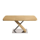 47.25 "-63" Dining Table, Original Wood Color, Seating 4-6 People, Retractable Table, Cross Metal W757P270705