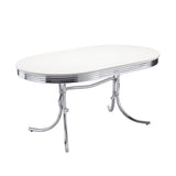 White and Chrome Oval Dining Table B062P145534