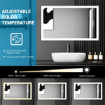 ZUN Bright LED Bathroom Mirror 40" x 24" Front Light, 5 Mins Defog, Full HD Reflected, 3 Colors 51506617