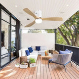 52 Inch Decorative Ceiling Fan With 6 Speed Remote White 3 Solid Wood Blades Reversible DC Motor For W934P145932