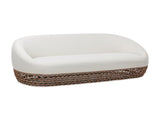 Willow 71" Upholstered Woven Patio Deep Seating Sofa, Golden Brown Wicker Frame, Wheat Beige B2719P305700