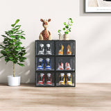 6-Piece Medium Black Plastic Mesh Shoe Box Set - 33x23x14cm, Modular Design for Home Storage 80828150