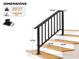 Handrails for Outdoor Steps Fits 3 to 4 Steps 16753549