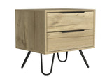 Nightstand 22" H, Four hairpin legs, Two Drawers, Light Oak B097132919