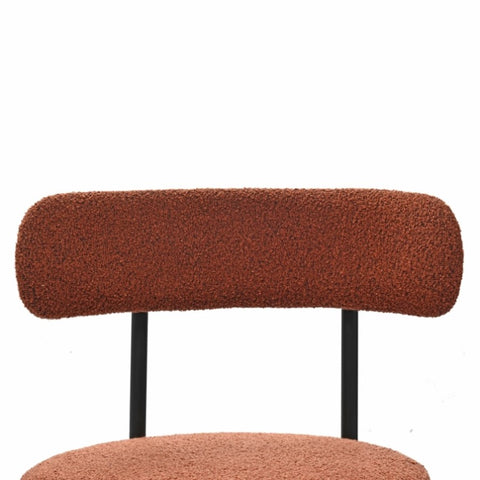 ZUN Brown Boucle Dining Chairs Set of 2,Mid-Century Modern Curved Backrest Chair,Round Upholstered 36105435