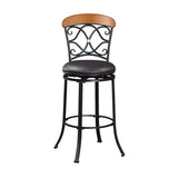 1pc Pub Height Swivel Chair Faux Leather Upholstered Black Metal Frame Dining Furniture B011P287698
