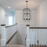 (Same as W1340142527/L1018-B) 8-Lights Black Lantern Tiered Pendant Light Fixtures, Industrial W1340P206662