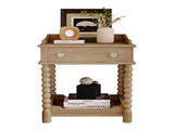 Retro Style Nightstand with Drawer and Open Shelf for Bedroom, Bedside Table with Turned Legs and N733P206240M