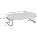 White High Gloss and Chrome Coffee Table with Lift Top B062P181355