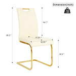 ZUN Modern Light Yellow PU dining chair Living room chair Upholstered chair, gold metal chair leg W210P179895