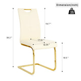 ZUN Modern Light Yellow PU dining chair Living room chair Upholstered chair, gold metal chair leg W210P179895