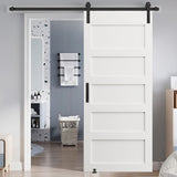CRAZY ELF 28" x 84" Five Grid Real Primed Door Slab, DIY Panel Door, Modern Interior Barn Door, W936104292
