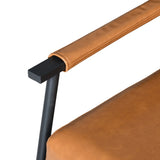 Mid-Century Modern Accent Chair with Brown Faux Leather Upholstery, Padded High Backrest, Metal N767P203868B