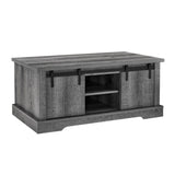 41.3 Inch Coffee Table Storage and Sliding Wood Door, Farmhouse and Industrial Cocktail Table W1781P268254
