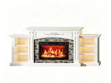 Fireplace TV Stand White Painted Top Washed White Melamine Cabinet, 178.3*40*92cm, MDF with 03325897