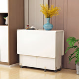 Folding Drop Leaf Dining Table with 6 Wheels and 2-Layer Storage Shelf, Space Saving Table for Small 99613030