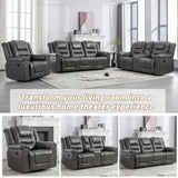 2 Seater Home Theater Recliner Manual Recliner Chair with a Storage Box and Two Cup Holders for WF323619AAE