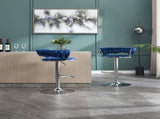 Set of 2 Bar Stools,with Chrome Footrest and Base Swivel Height Adjustable Mechanical Lifting Velvet 21221220