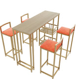 Bar table and chair five piece set, gold frame, multi-layer tabletop, chair cushion and backrest W3064P245383