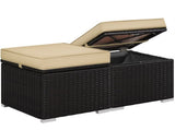 Wicker Patio Storage Ottomans with Cushions, Set of 2, Brown/Khaki 74245559
