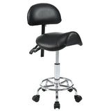 Saddle Stool with Back Support, Rolling Stools with Foot Rest, Ergonomic Adjustable Stool with N753P300969B