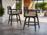 Modern Outdoor 2-Piece Swivel Bar Chairs Aluminum Frame with Ember Black, 360&deg Swivel, Ergonomic 97351981