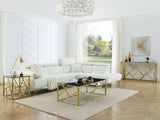 Modern Glass Console Table, 55" Gold Sofa Table with Sturdy Metal Frame and Black Tempered Glass W1567110796