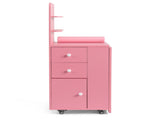 Pink MDF Folding Nail Desk with 2 Drawers, Cabinet Door & Storage Shelf 19266036