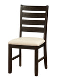 ZUN 7pc Set Brown Finish Table and 6 Side Chairs Beige Upholstery Seat Ladder Back Wooden Kitchen B011P170620