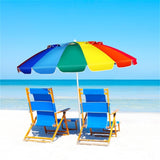 8 Ft Beach Umbrella With UV Protection 16-Ribbed Windproof Frame 72593657