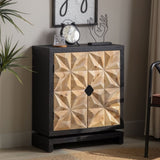 ZUN 3D Geometric Carved Double-Door Cabinet – Manufactured Wood Storage Cabinet, Modern Decorative W2729P199004