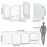 27.6" Height Tall Freestanding Pet Gate, 4 Panels Foldable Dog Gate, Solid Wood Folding Safety Fence 04478845