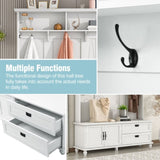 Modern Style Hall Tree with Storage Cabinet and 2 Large Drawers, Widen Mudroom 77674371
