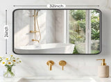 Anti-Fog Bathroom Wall Mirror 24" x 32" Shatterproof Mirror with Rectangular Metal Frame, Black 03715727