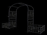 Metal Garden Arch with two plant stands 79.5'' Wide x 86.6'' High Climbing Plants Support Rose Arch W158681135