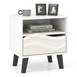 White bedside table with drawers and open shelves 43820483